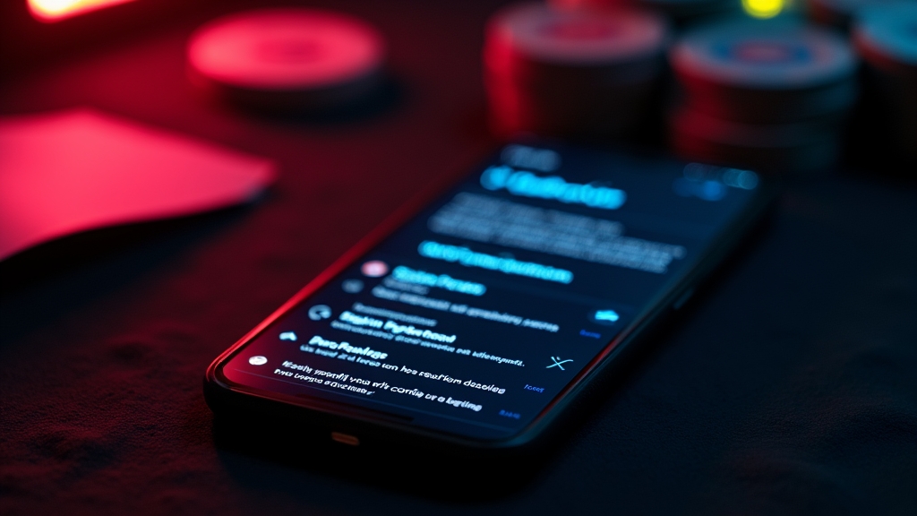 Android-telefoon met APK-installatie in een donker casino-thema