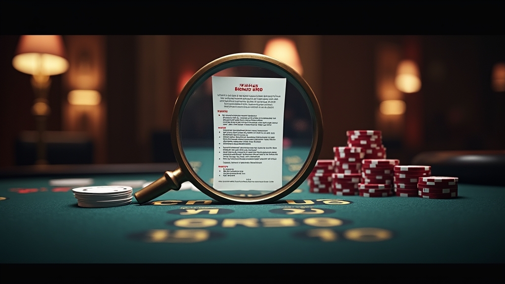 Casinochips naast een overzicht van bonusvoorwaarden en inzetvereisten