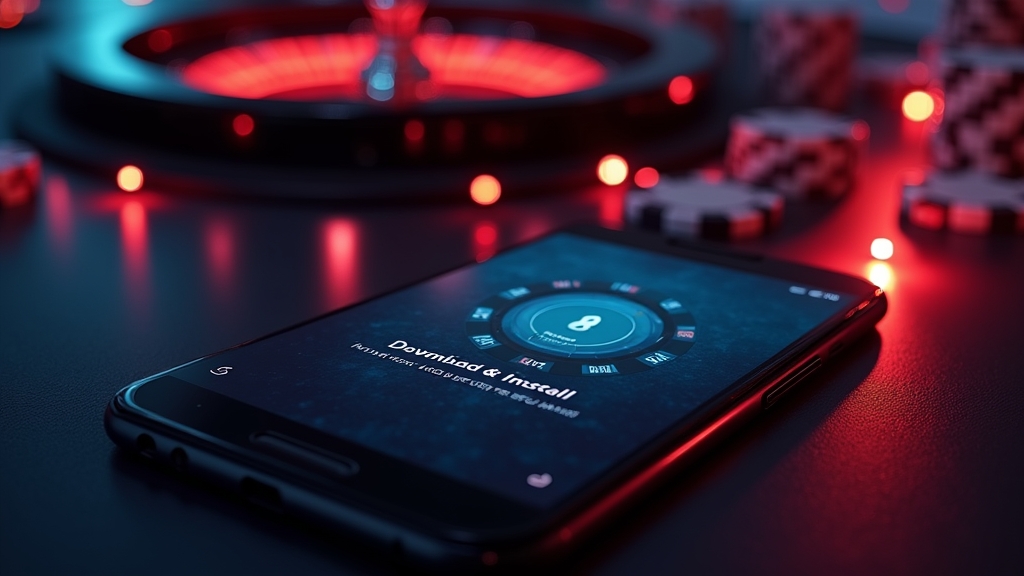 Android-telefoon met APK-installatie in een donkere casinoruimte