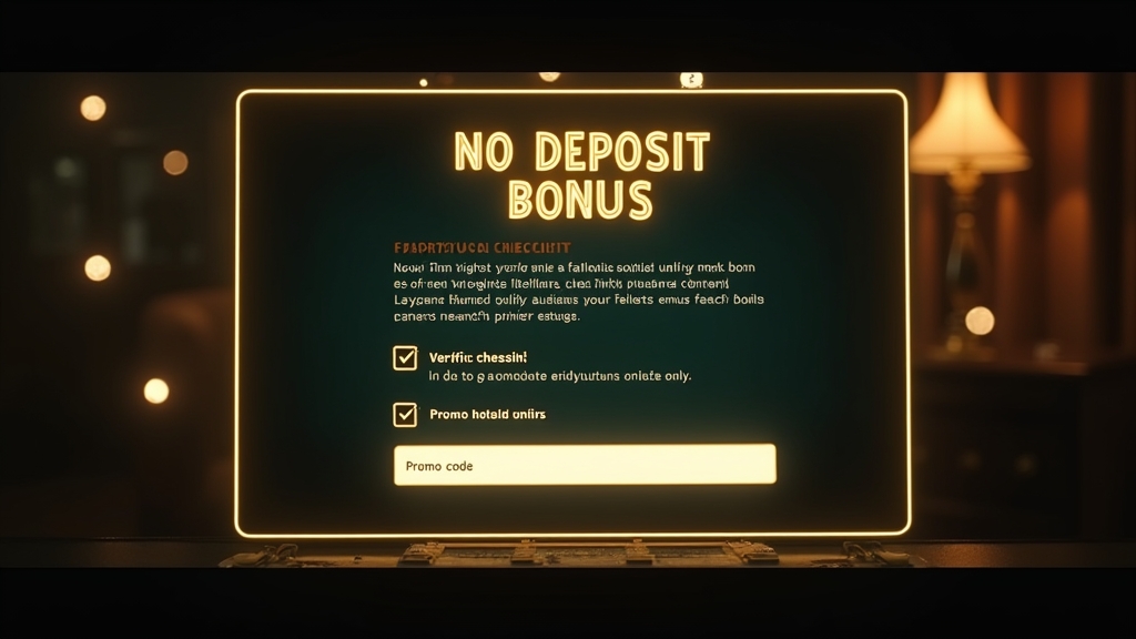 No-deposit bonus met voorwaarden en codeveld op een scherm