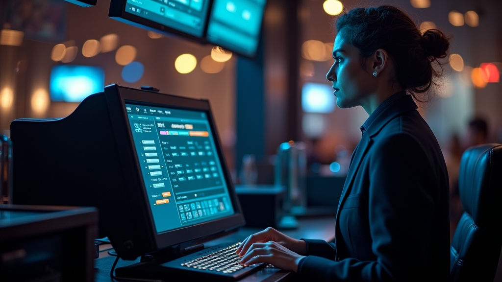 Speler controleert opnamegegevens aan een casino-kassa
